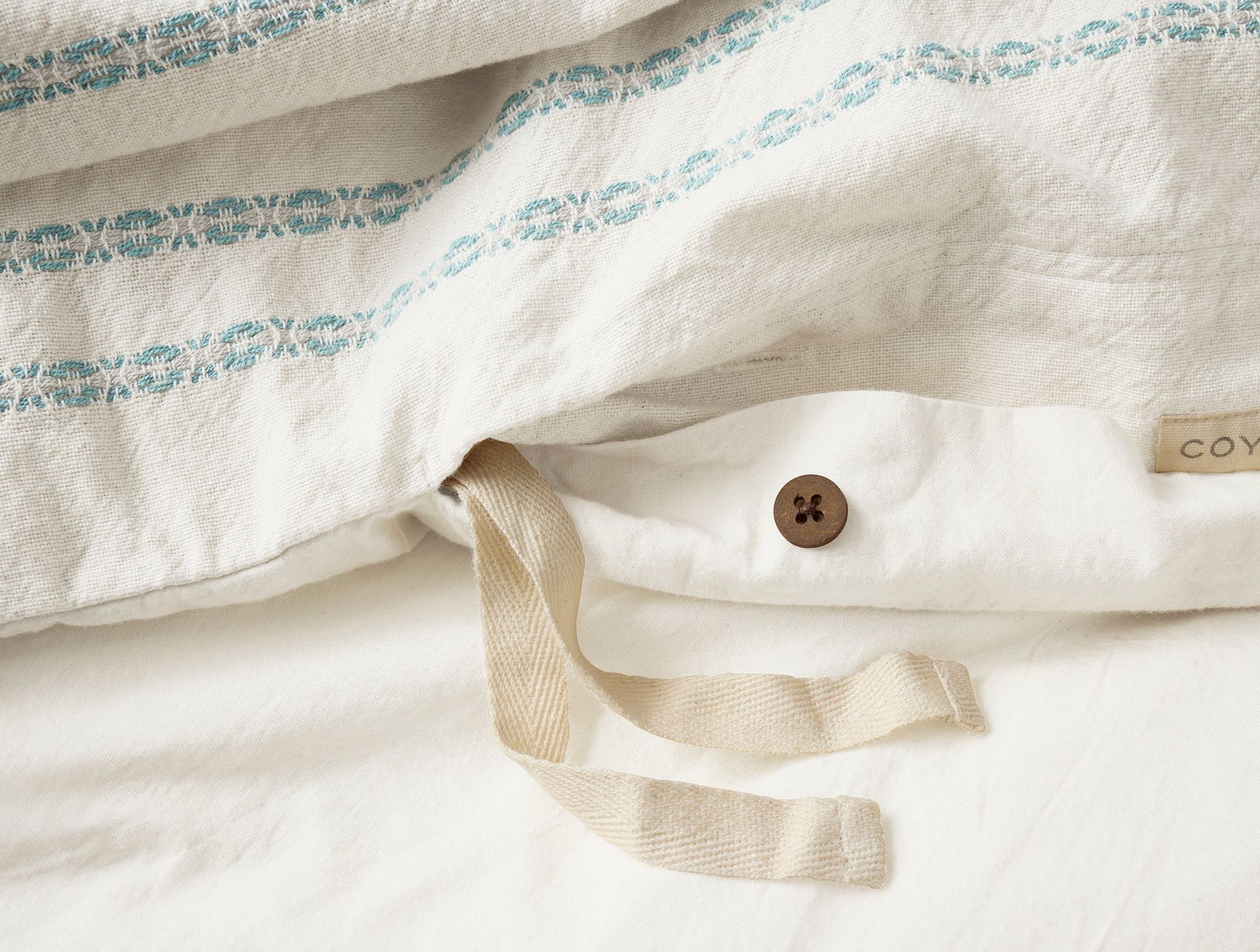 Rippled Stripe Organic Duvet Cover - Coyuchi | Undyed w/Surf