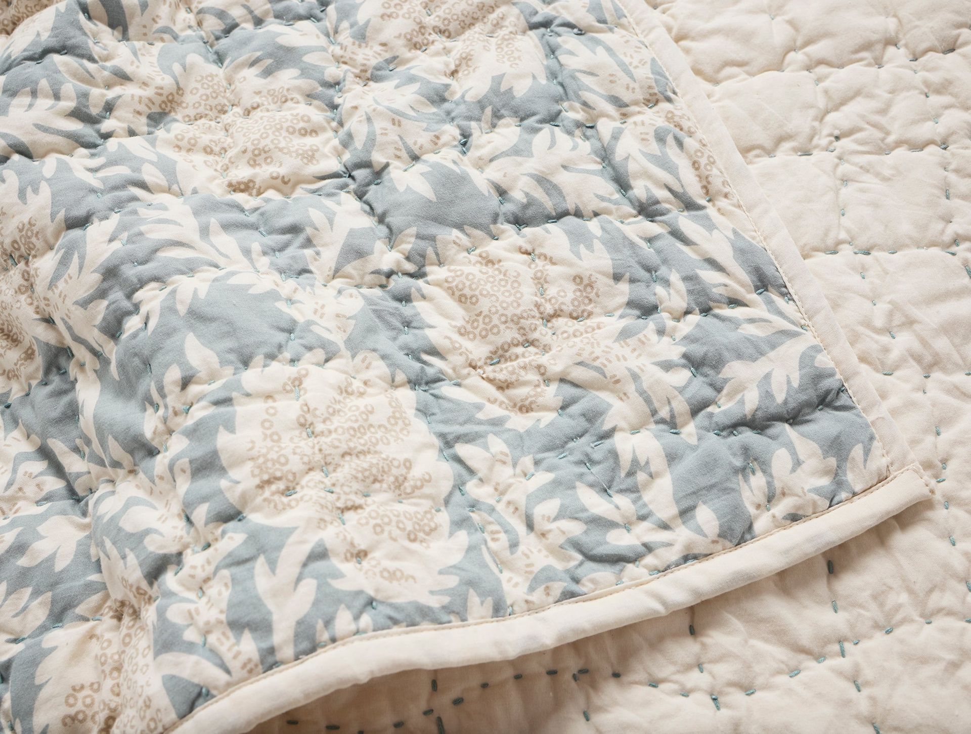 Robles Handstitched Organic Quilt - Coyuchi | Tidal w/Khaki