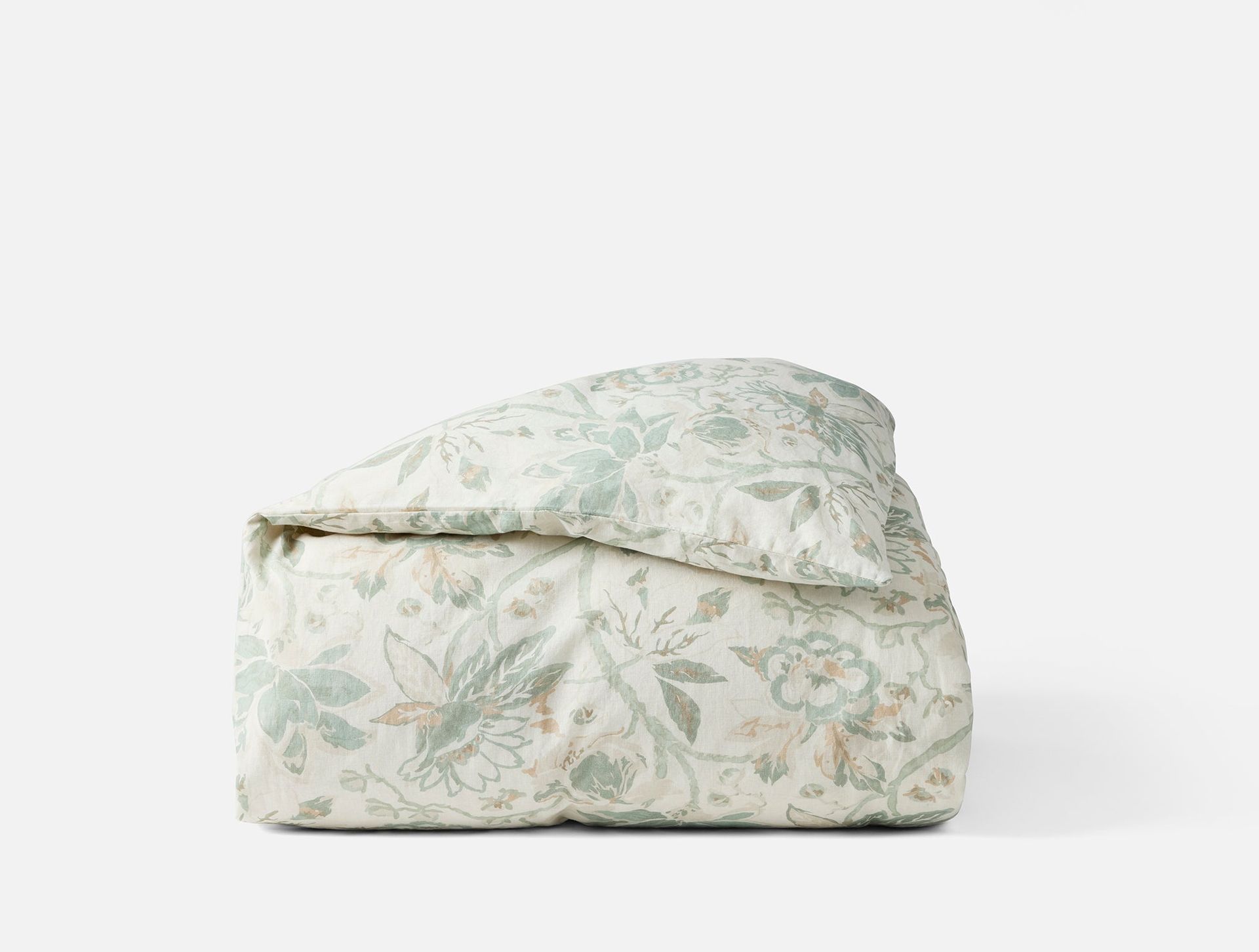 Sea Bloom Print Duvet Cover - Coyuchi | Natural w/Sage