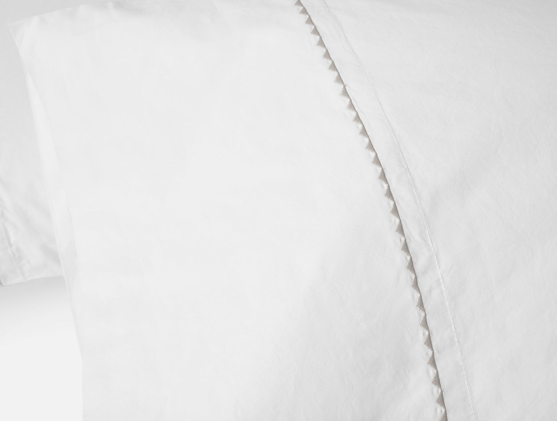 Trailing Embroidered Organic Sheet Set - Coyuchi | Alpine White w/Stone