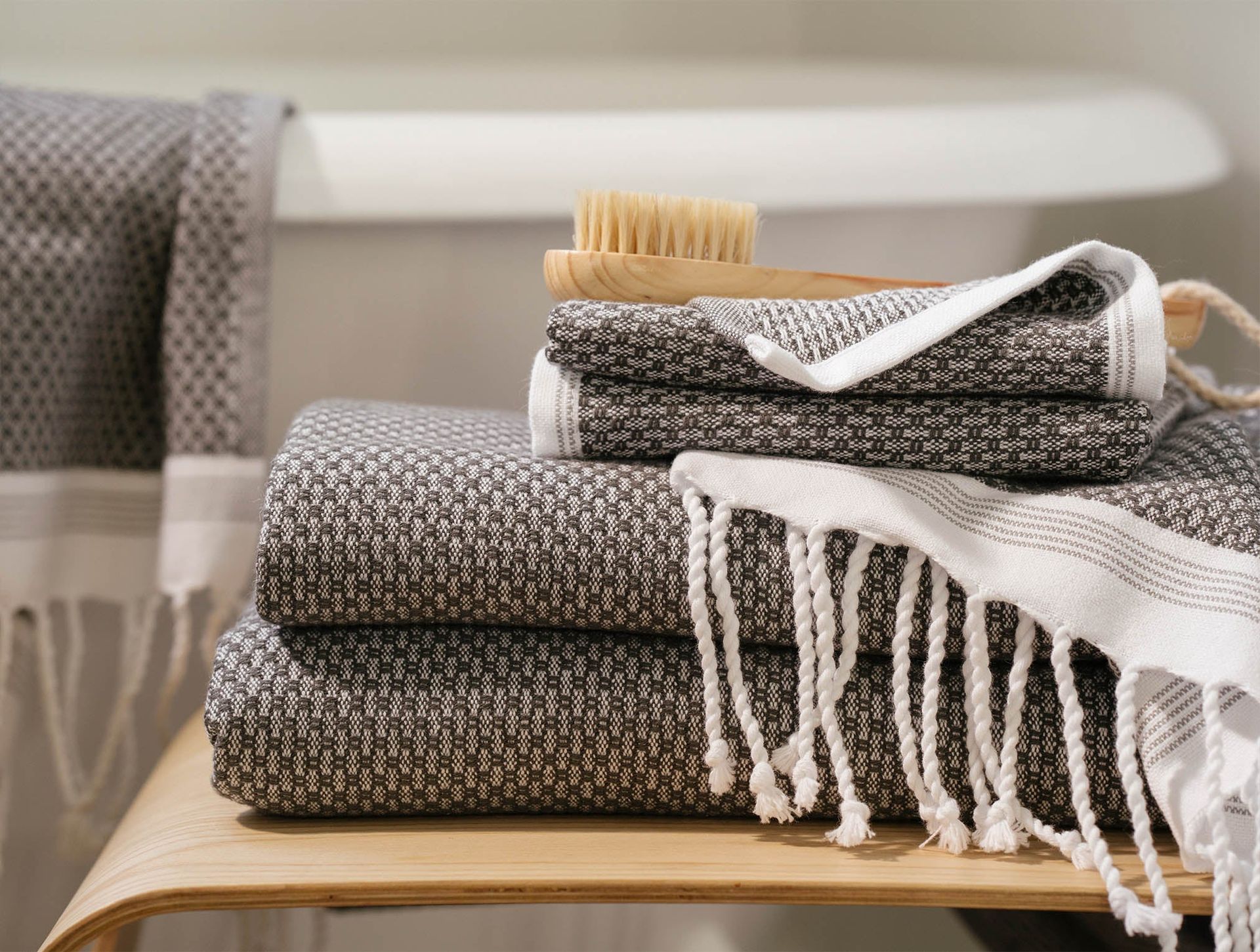 Mediterranean Organic Towels | Shadow w/Deep Pewter