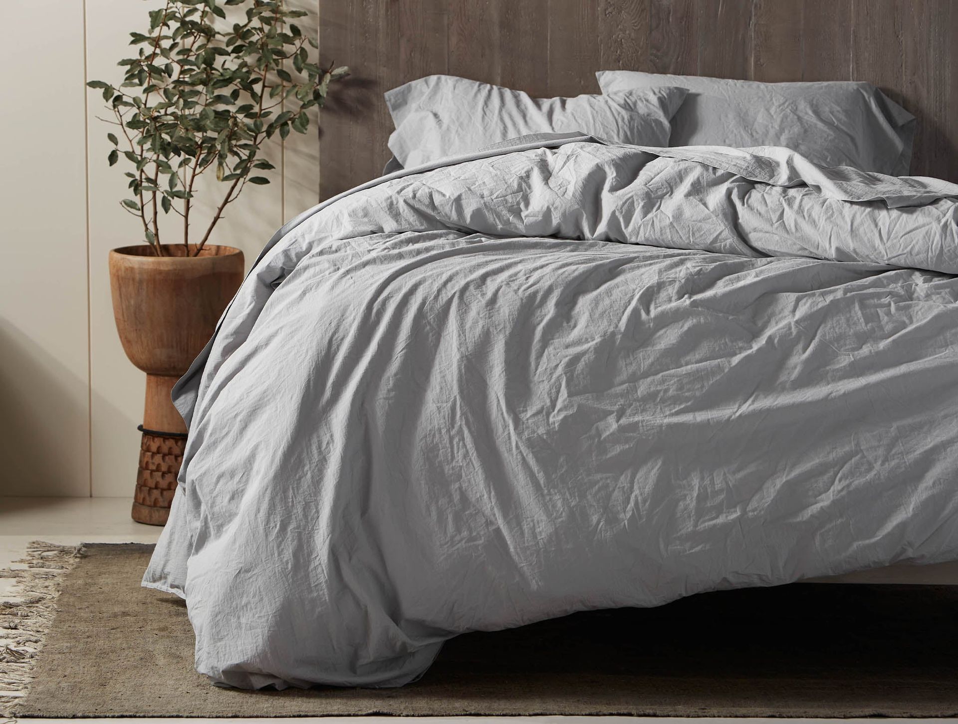 Organic Crinkled Percale™️ Duvet Cover| Pewter