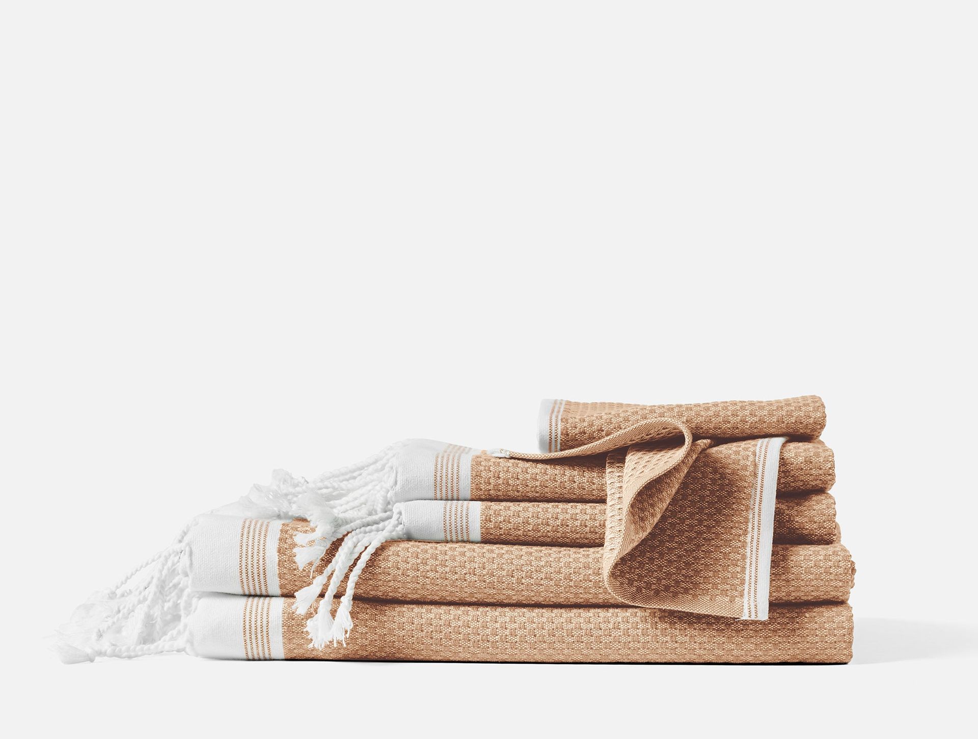 Mediterranean Organic Towels - Set of 6 - Coyuchi | Fawn w/Rust