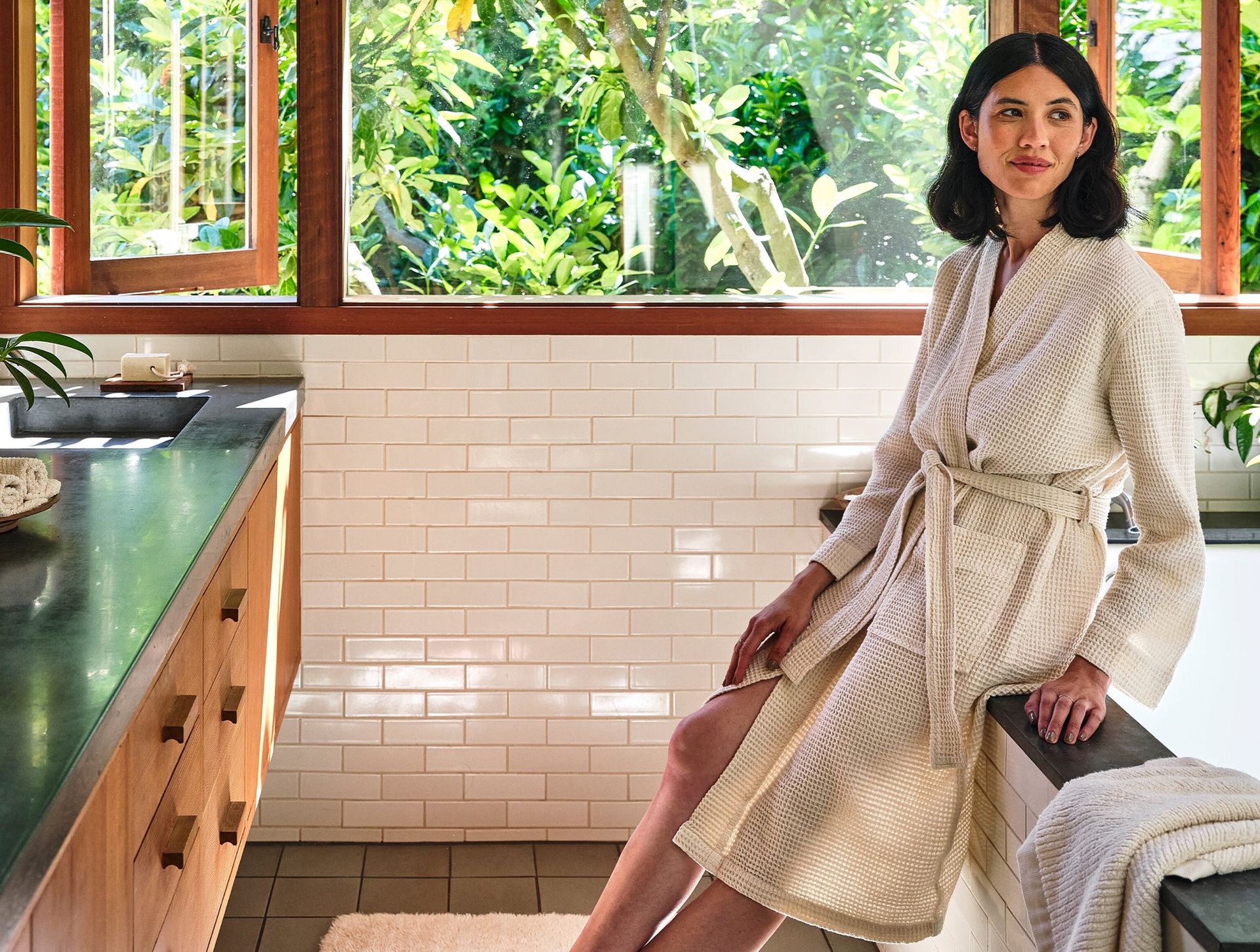 Unisex Organic Waffle Robe - Coyuchi | Undyed