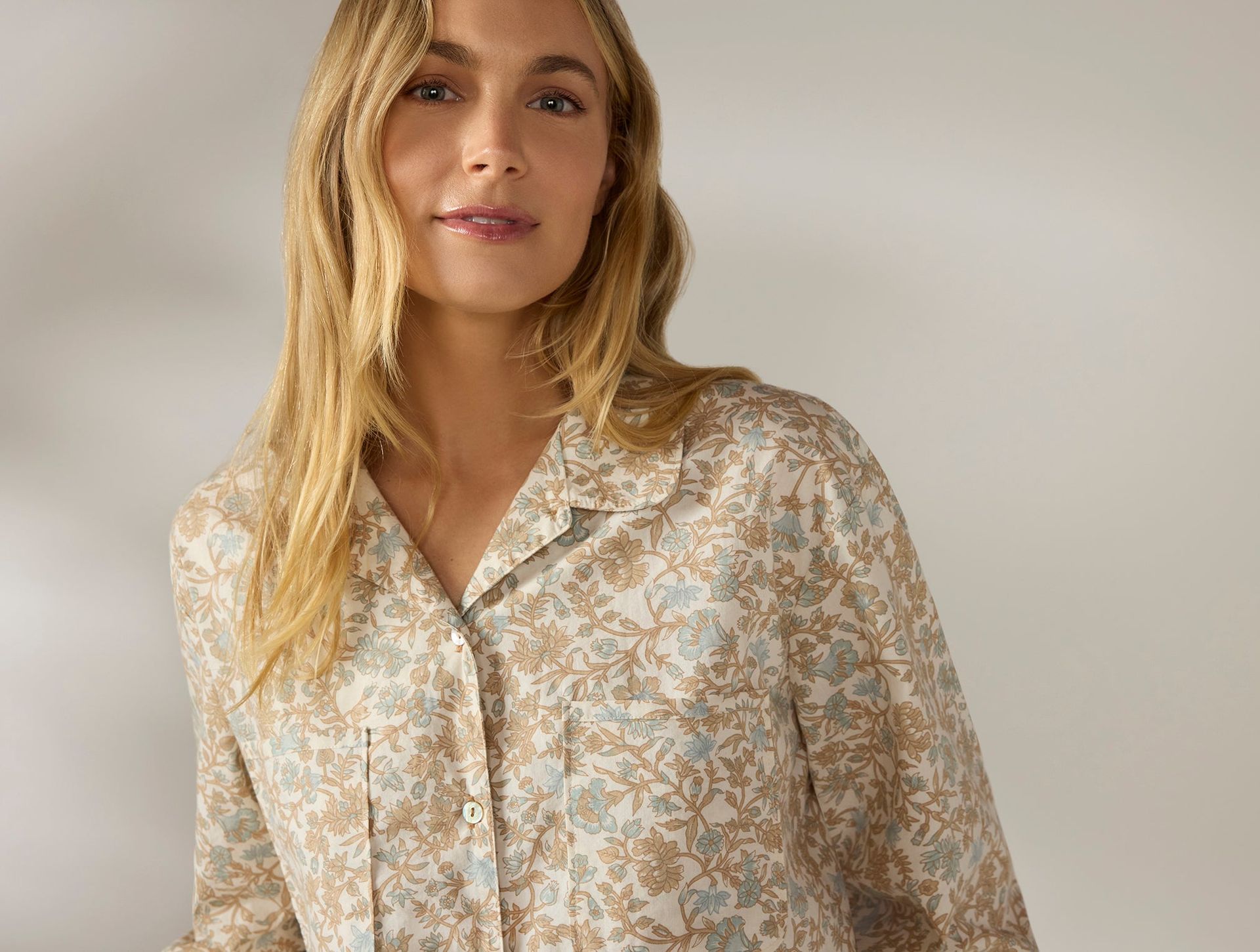 Women's Isla Organic Cotton Long Sleeve Pajama Set | Fawn Garden