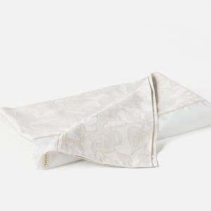 Heritage Organic Jacquard Border Flat Sheet - Coyuchi | Alpine White w/Stone