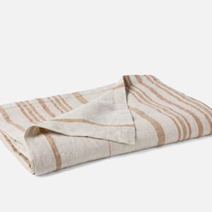Mojave Organic Linen Throw - Coyuchi | Khaki/Praline Stripe