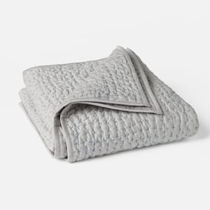 Pebbled Handstitched Organic Toddler Quilt | Pale Gray w/Cools