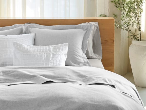 Cloud Brushed™ Organic Flannel Duvet Cover | Pale Gray Heather Texture