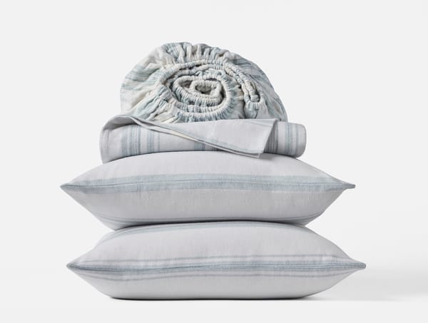 Cloud Brushed™ Organic Flannel Sheets | Gulf Herringbone Stripe