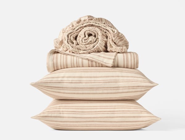 Cloud Brushed™ Organic Flannel Sheets | Camel Tonal Stripe