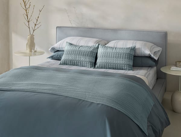 Cloud Brushed™ Organic Flannel Sheets | Gulf Herringbone Stripe