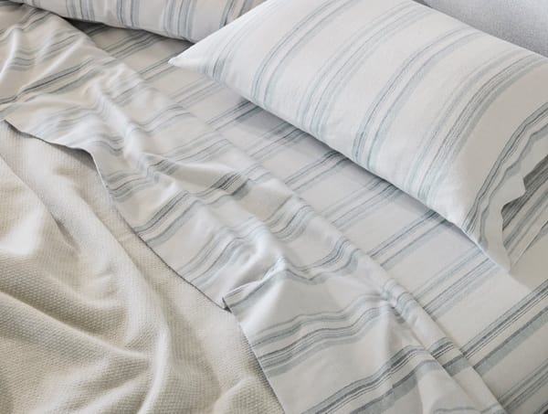 Cloud Brushed™ Organic Flannel Sheets | Gulf Herringbone Stripe
