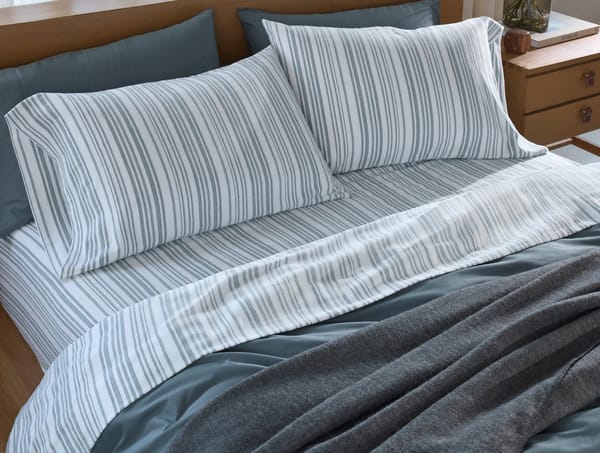 Cloud Brushed™ Organic Flannel Sheets | Gulf Tonal Stripe