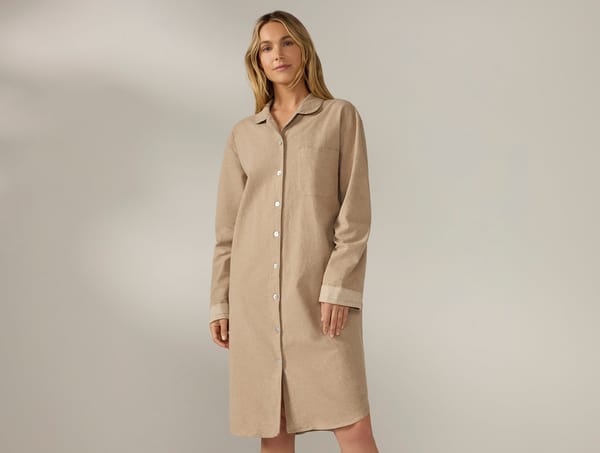 Women's Cloud Brushed Organic Flannel Nightshirt | Camel Heather