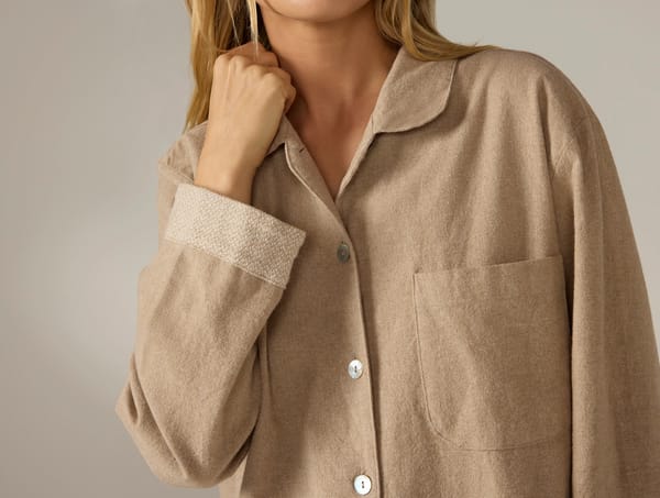 Women's Cloud Brushed Organic Flannel Nightshirt | Camel Heather