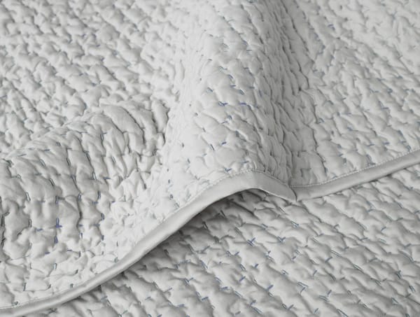Pebbled Handstitched Organic Toddler Quilt | Pale Gray w/Cools