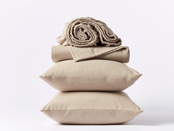 Cloud Brushed™ Organic Flannel Sheets | Camel Heather
