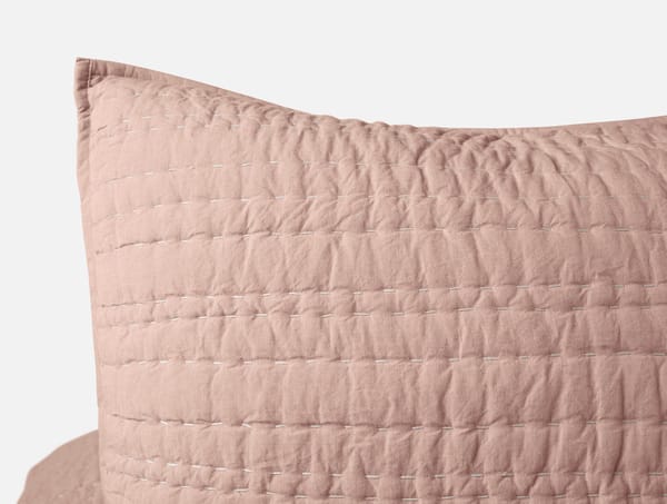 Channel Handstitched Organic Sham - Coyuchi | Praline Chambray