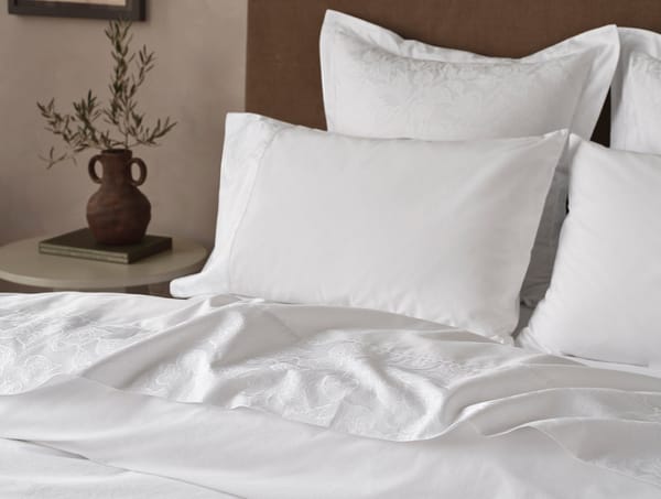Heritage Organic Jacquard Border Pillowcases - Coyuchi | Alpine White