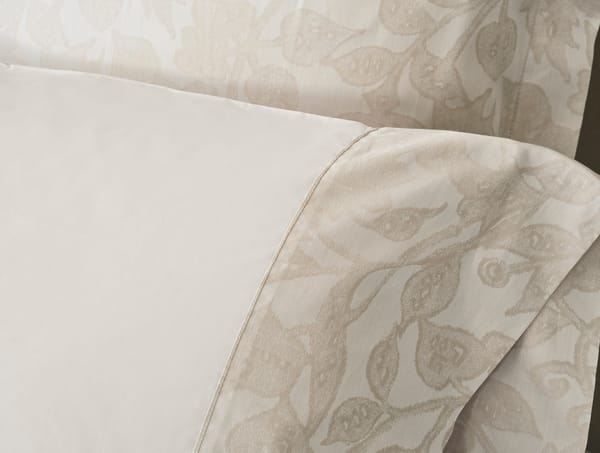 Heritage Organic Jacquard Border Pillowcases - Coyuchi | Alpine White w/Stone