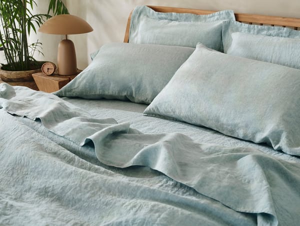 Organic Relaxed Linen Duvet Cover - Coyuchi | Pacific Blue Chambray