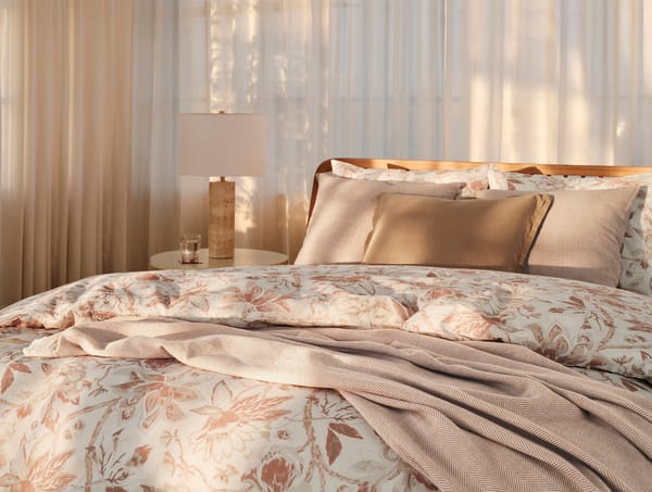 Sea Bloom Print Duvet Cover - Coyuchi | Natural w/Praline