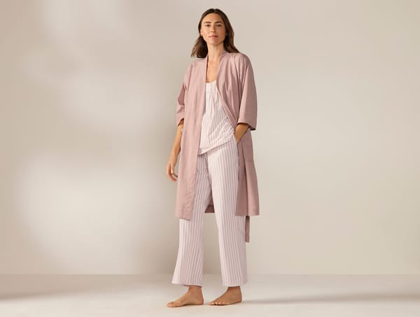Women's Isla Organic Cotton Robe - Coyuchi | Praline Chambray