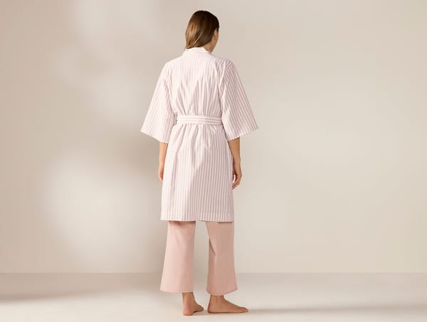 Women's Isla Organic Cotton Robe - Coyuchi | Praline Stripe