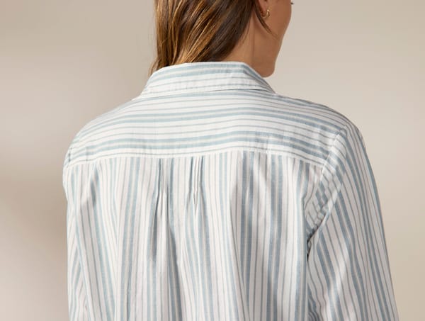 Women's Isla Organic Cotton Long Sleeve Pajama Set - Coyuchi | Pacific Blue Stripe