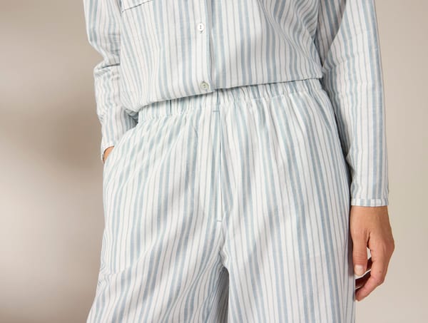 Women's Isla Organic Cotton Long Sleeve Pajama Set - Coyuchi | Pacific Blue Stripe