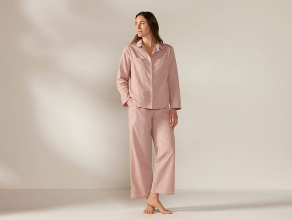 Women's Isla Organic Cotton Long Sleeve Pajama Set - Coyuchi | Praline Chambray