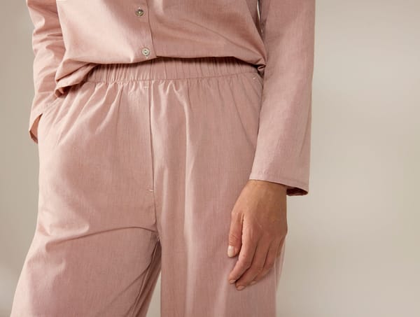 Women's Isla Organic Cotton Long Sleeve Pajama Set - Coyuchi | Praline Chambray