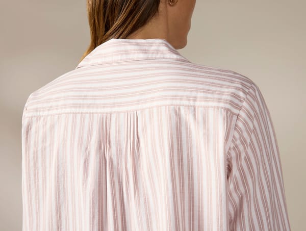 Women's Isla Organic Cotton Long Sleeve Pajama Set - Coyuchi | Praline Stripe