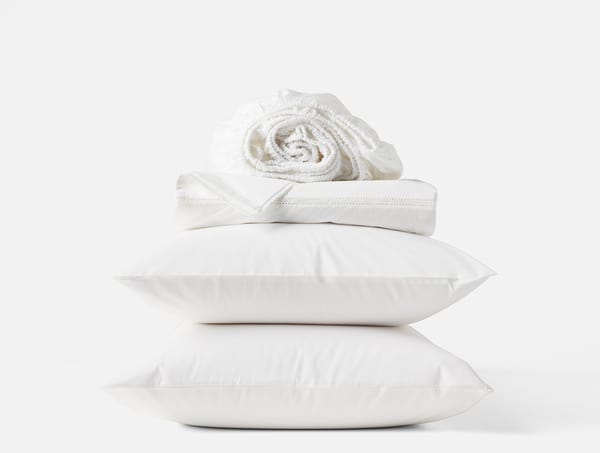 Lattice Organic Percale Sheet Set - Coyuchi | Alpine White