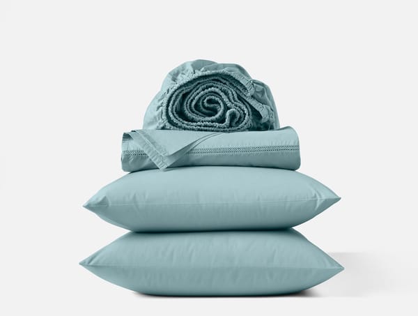 Lattice Organic Percale Sheet Set - Coyuchi | Pacific Blue