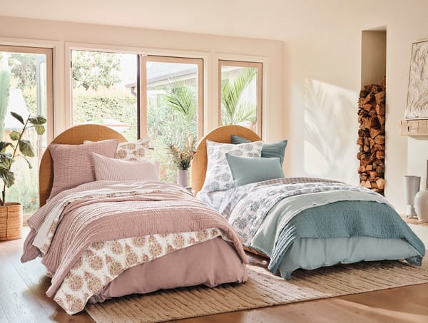Organic Crinkled Percale™ Duvet Cover - Coyuchi | Praline Chambray