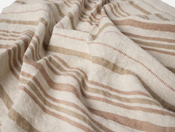 Mojave Organic Linen Napkins, Set of 4 - Coyuchi | Khaki/Praline Stripe