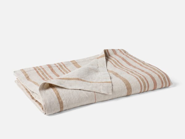 Mojave Organic Linen Throw - Coyuchi | Khaki/Praline Stripe