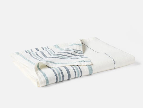 Mojave Organic Linen Throw - Coyuchi | Soft White/Gulf Stripe