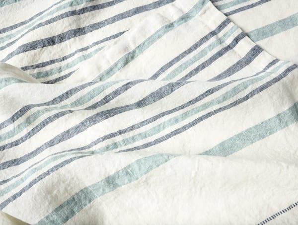 Mojave Organic Linen Throw - Coyuchi | Soft White/Gulf Stripe