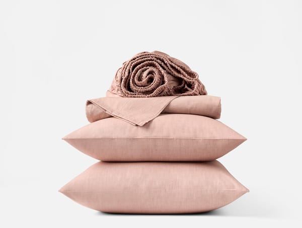 Organic Crinkled Percale™ Sheet Set - Coyuchi | Praline Chambray