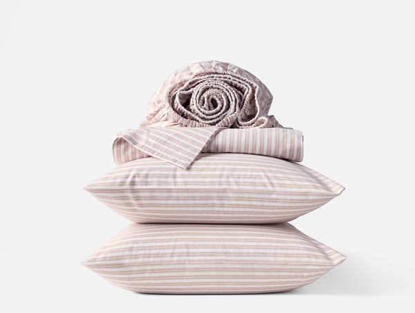 Organic Crinkled Percale™ Sheet Set - Coyuchi | Praline Stripe