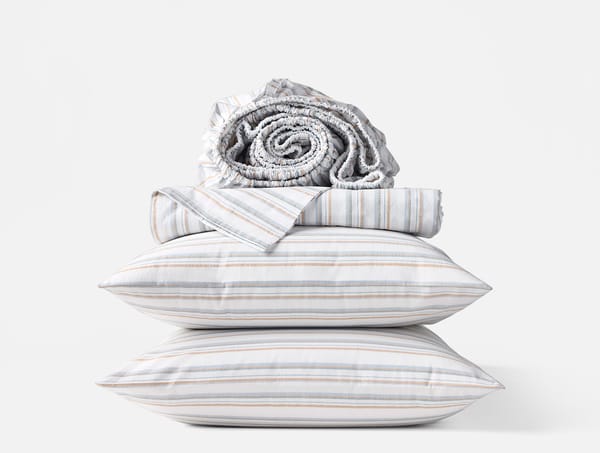 Organic Crinkled Percale™ Sheet Set - Coyuchi | Surf Stripe