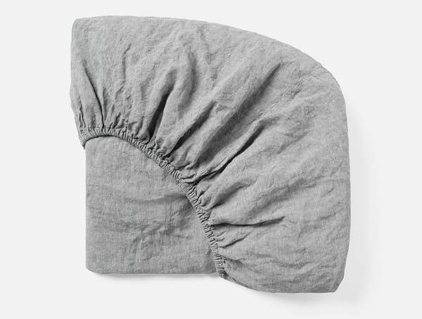 Organic Relaxed Linen Fitted Sheet - Coyuchi | Slate Chambray