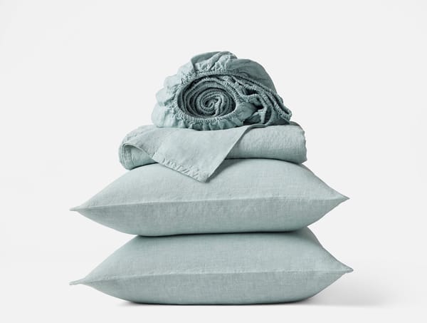 Organic Relaxed Linen Sheet Set - Coyuchi | Pacific Blue Chambray