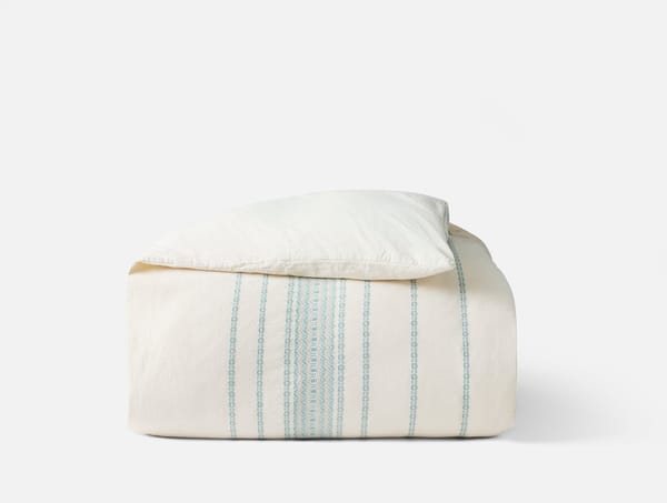Rippled Stripe Organic Duvet Cover - Coyuchi | Undyed w/Surf