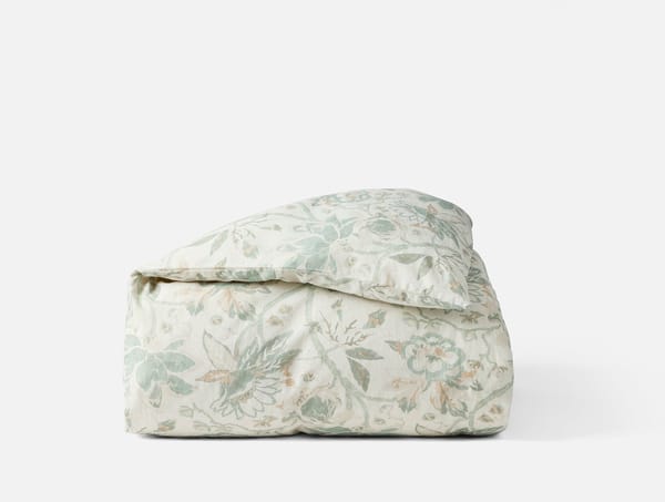Sea Bloom Print Duvet Cover - Coyuchi | Natural w/Sage