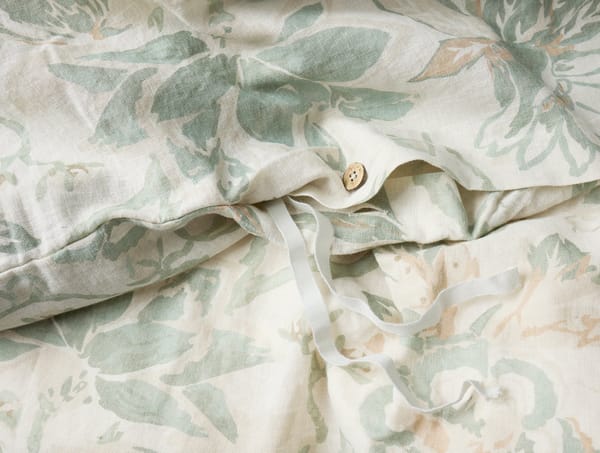 Sea Bloom Print Duvet Cover - Coyuchi | Natural w/Sage