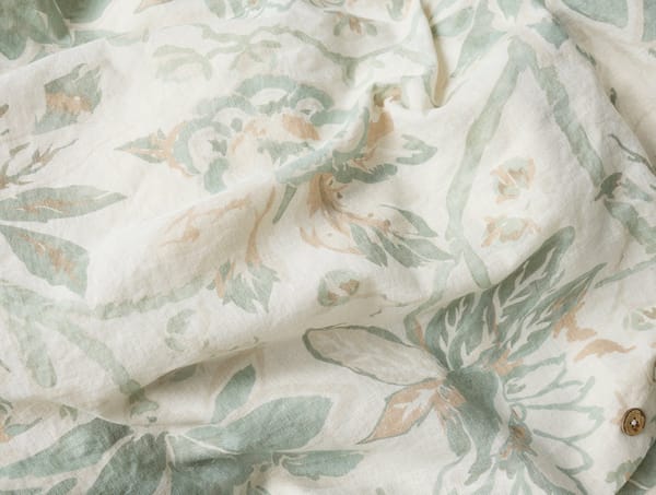 Sea Bloom Print Duvet Cover - Coyuchi | Natural w/Sage
